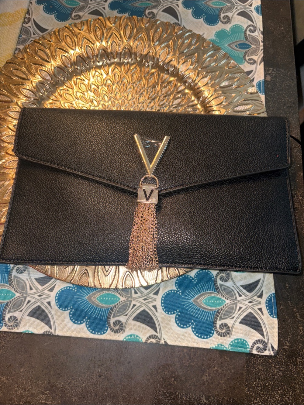 Valentino Luxe envelope clutch bag in black